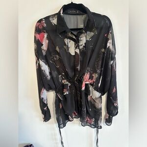 Black sheer adjustable blouse